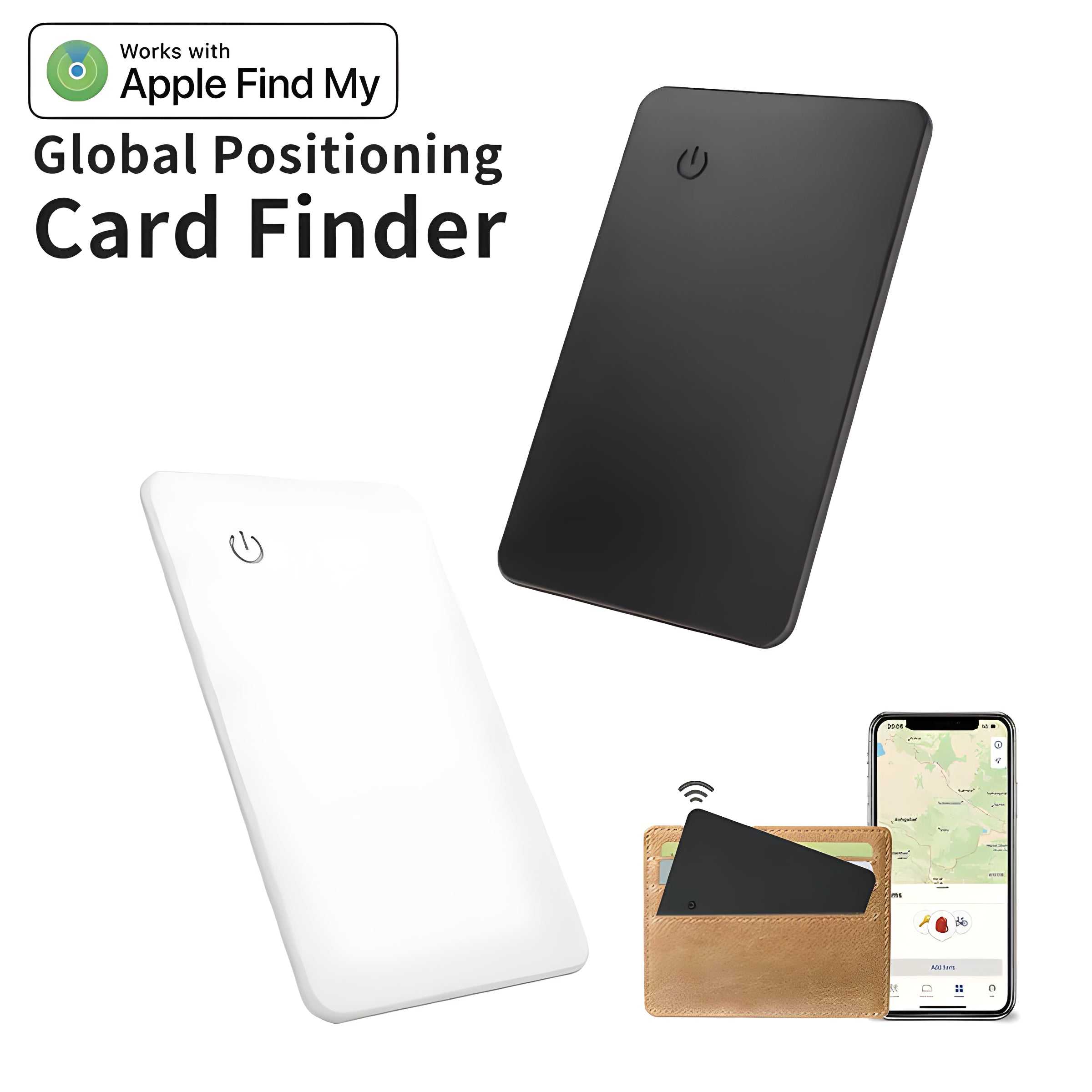 wallet tracker card next to a standard bank card for size comparison