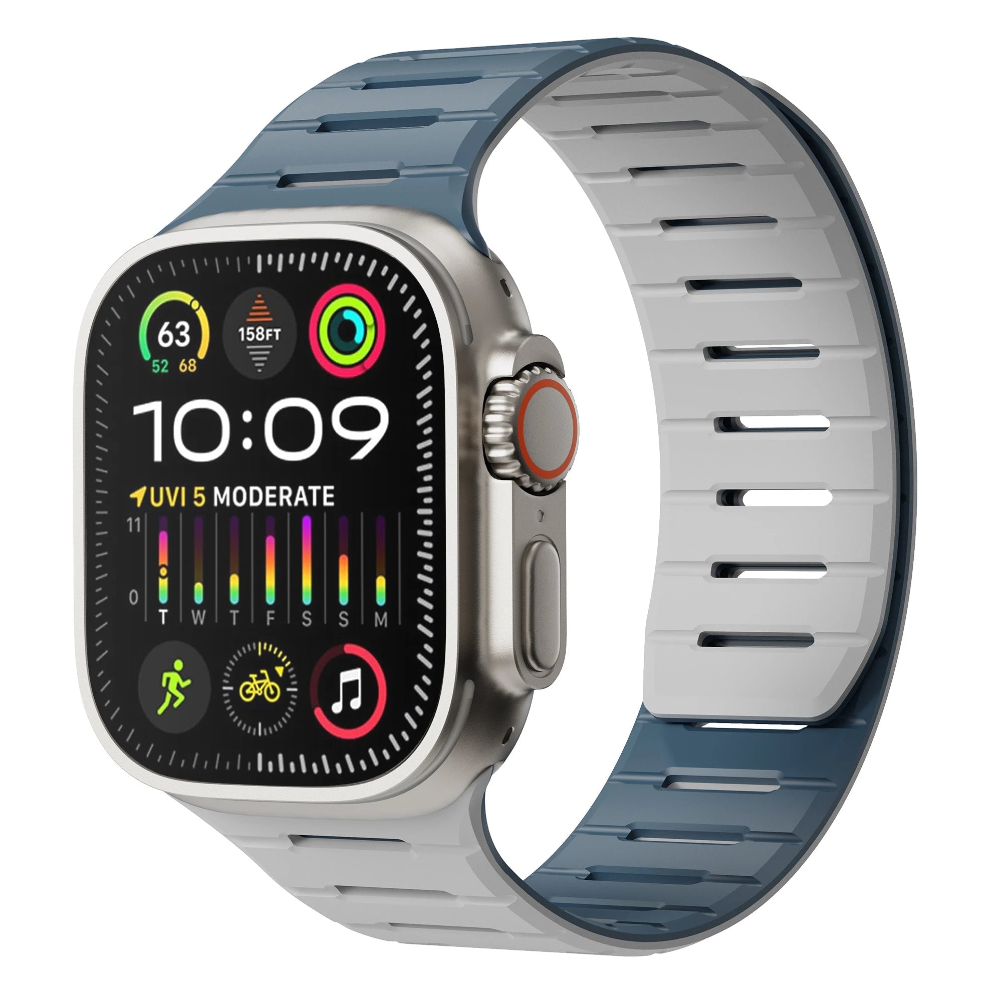 breathable apple watch band – close-up of orange silicone strap