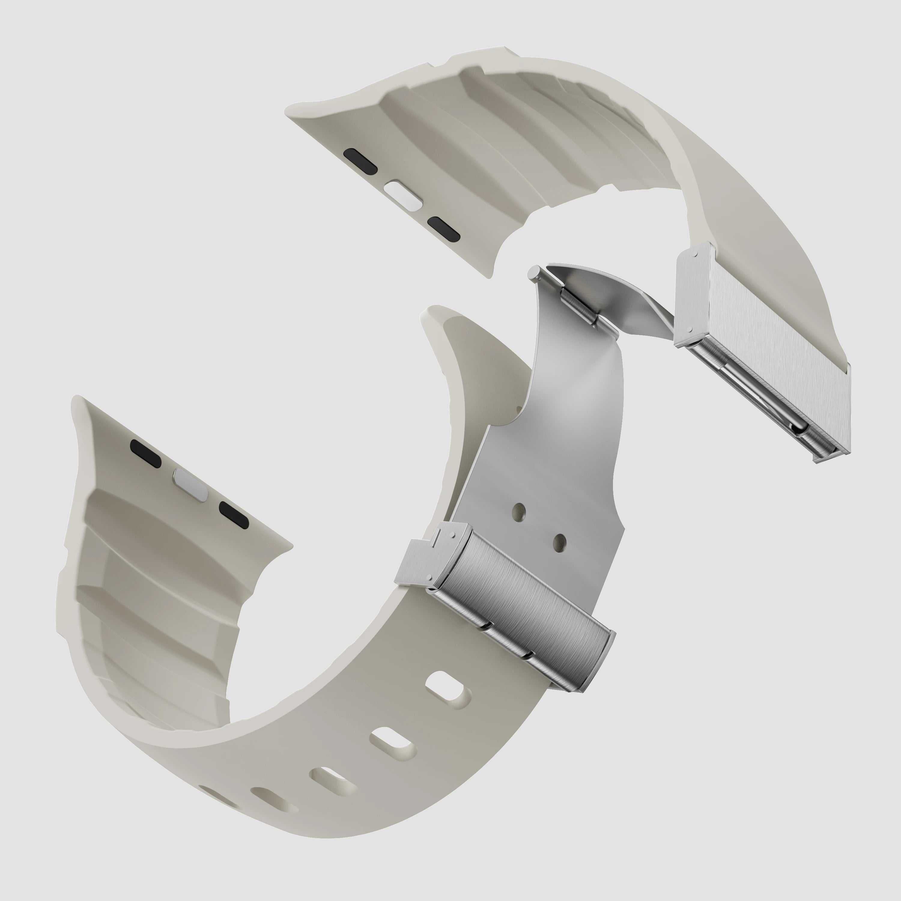 Apple Watch strap clasp detail — close-up of secure connection