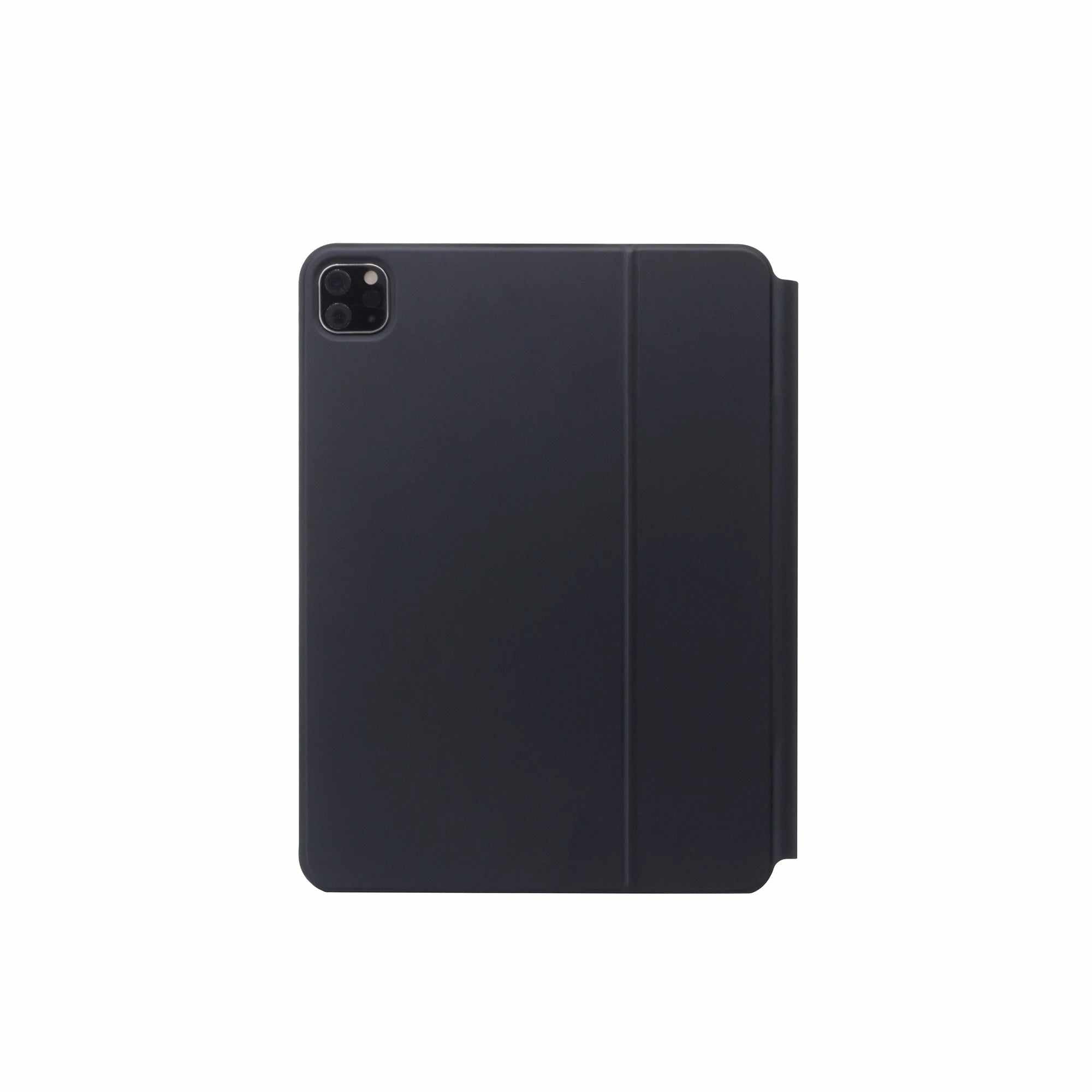 Black iPad keyboard case with trackpad and magnetic snap for multi-angle stand and folio protection