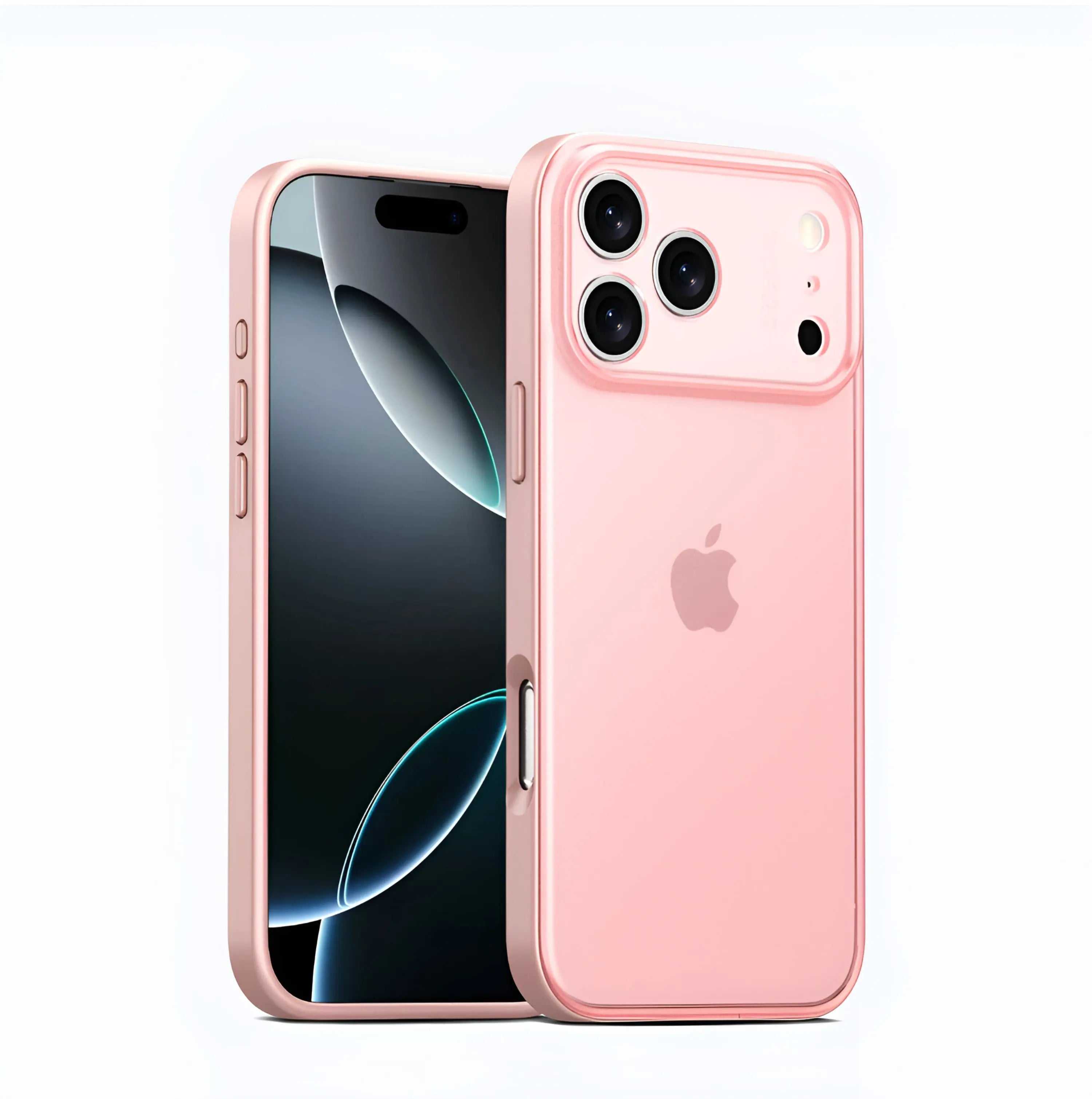 iPhone 17 silicone case in soft pink with slim, protective silicone design and precise cutouts for buttons and ports