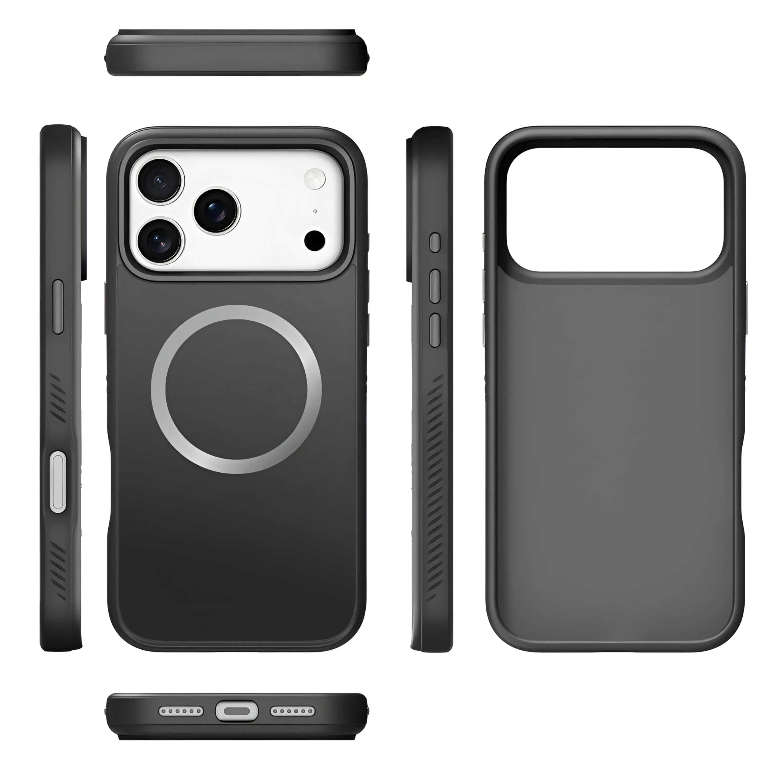 Black Novoa Guard Pro Grip case for iPhone 17 with MagSafe compatibility and shock-absorbing corners