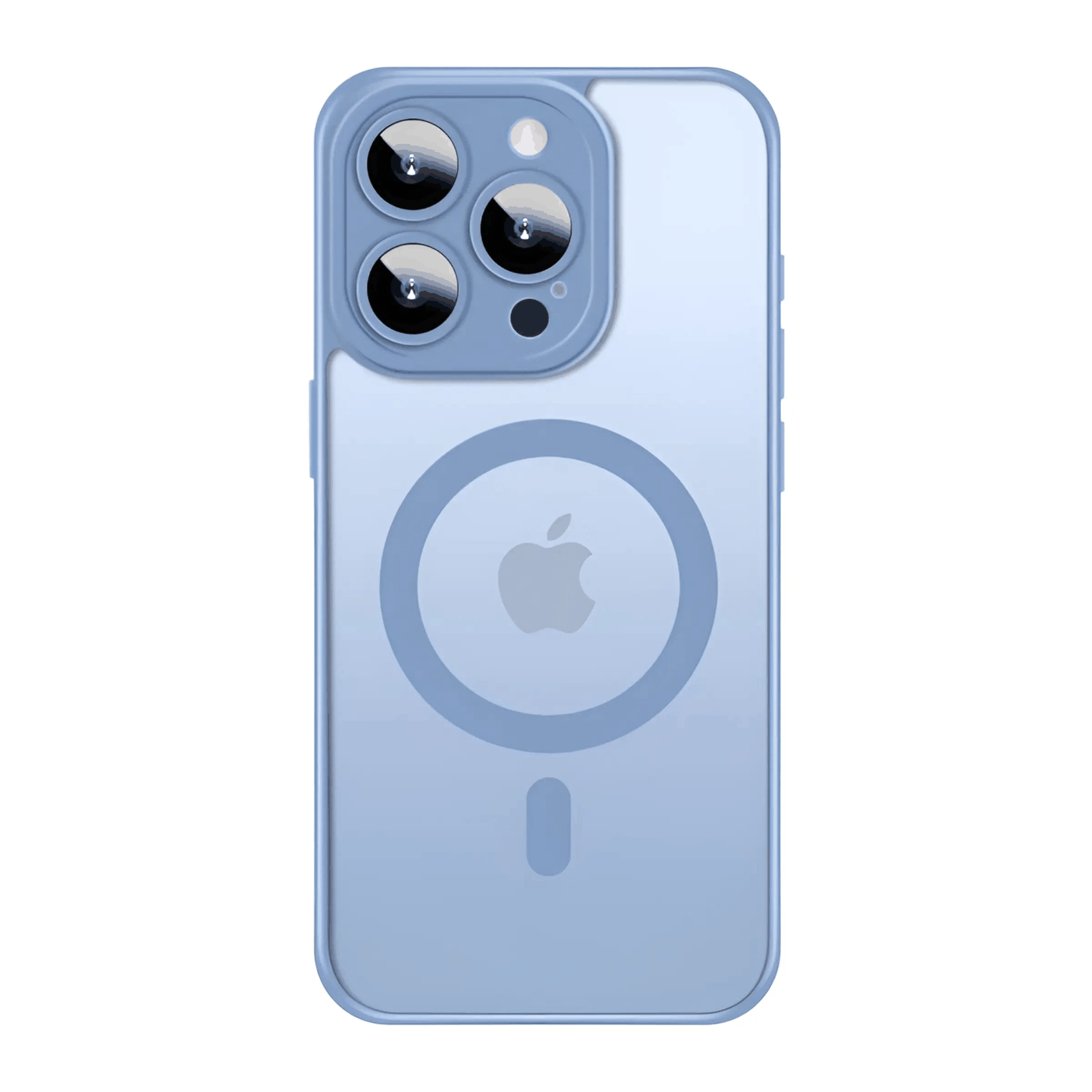 Novoa Vision Guard Core MagSafe iPhone case in blue with clear back and camera protection