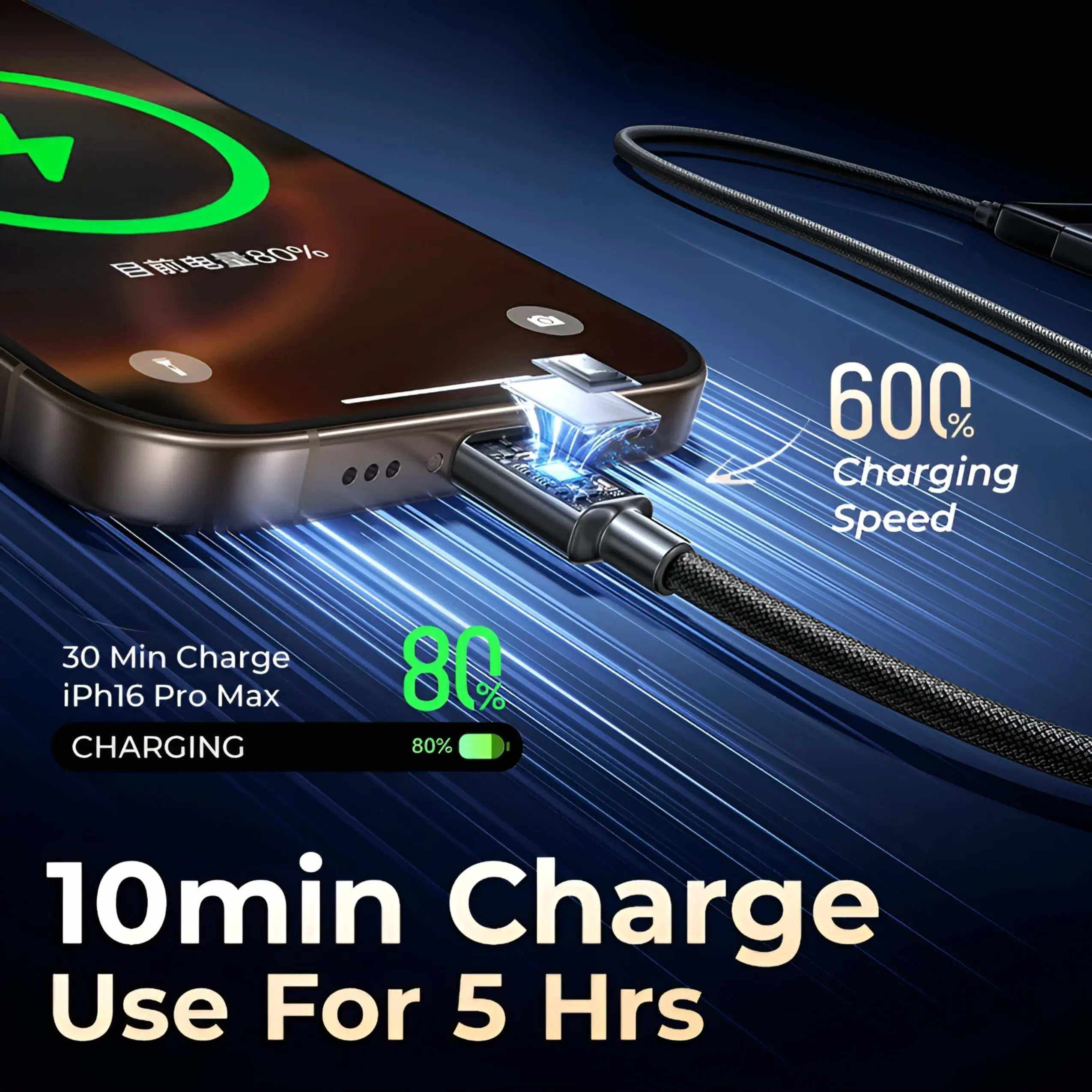 MagSafe power bank with 10,000mAh capacity fast charging iPhone 16 Pro Max at 80% in 30 minutes and 10-minute charge for 5 hours use