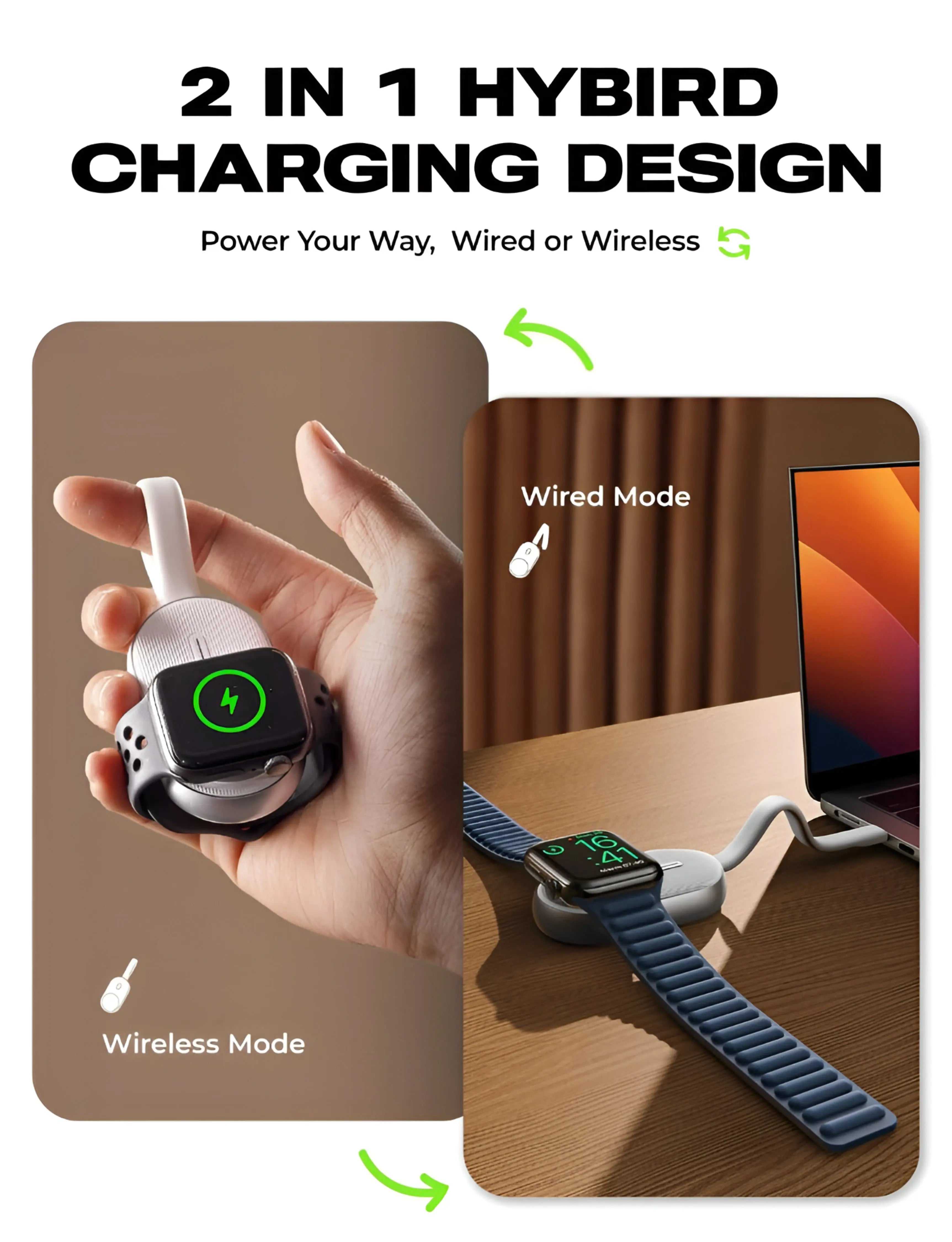 Apple Watch Power Bank Novoa WatchBank Pro wireless and wired charging compact portable charger