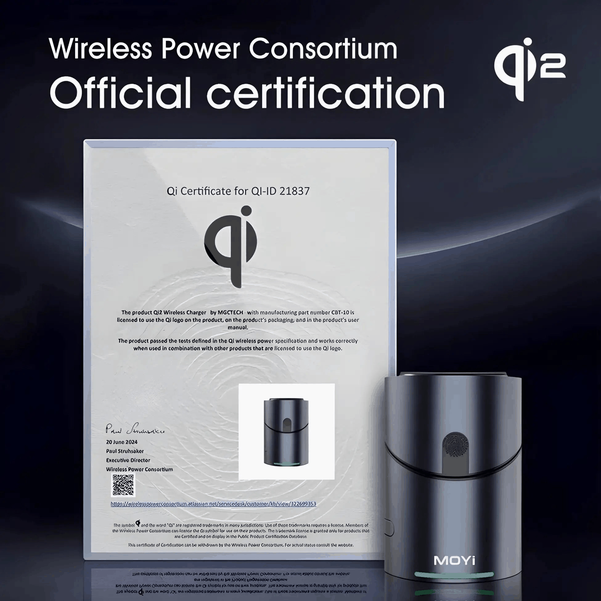 Flagship 3-in-1 MagSafe Charging Dock with official Qi wireless power certification and sleek black design