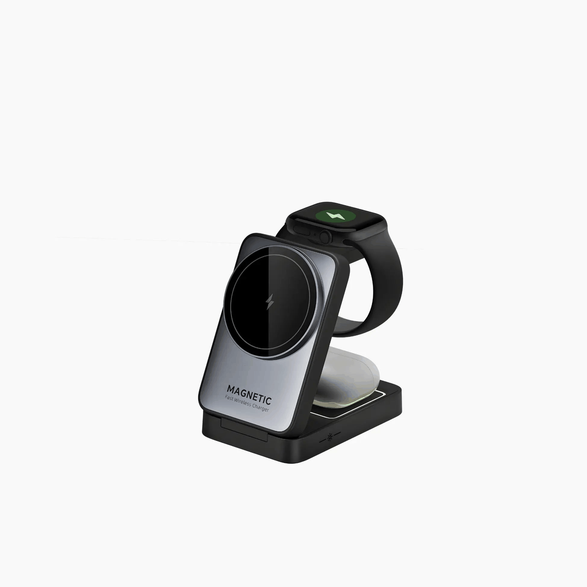 All-in-one MagSafe charging dock for iPhone, Apple Watch, and AirPods with 3-in-1 wireless charging and sleek design