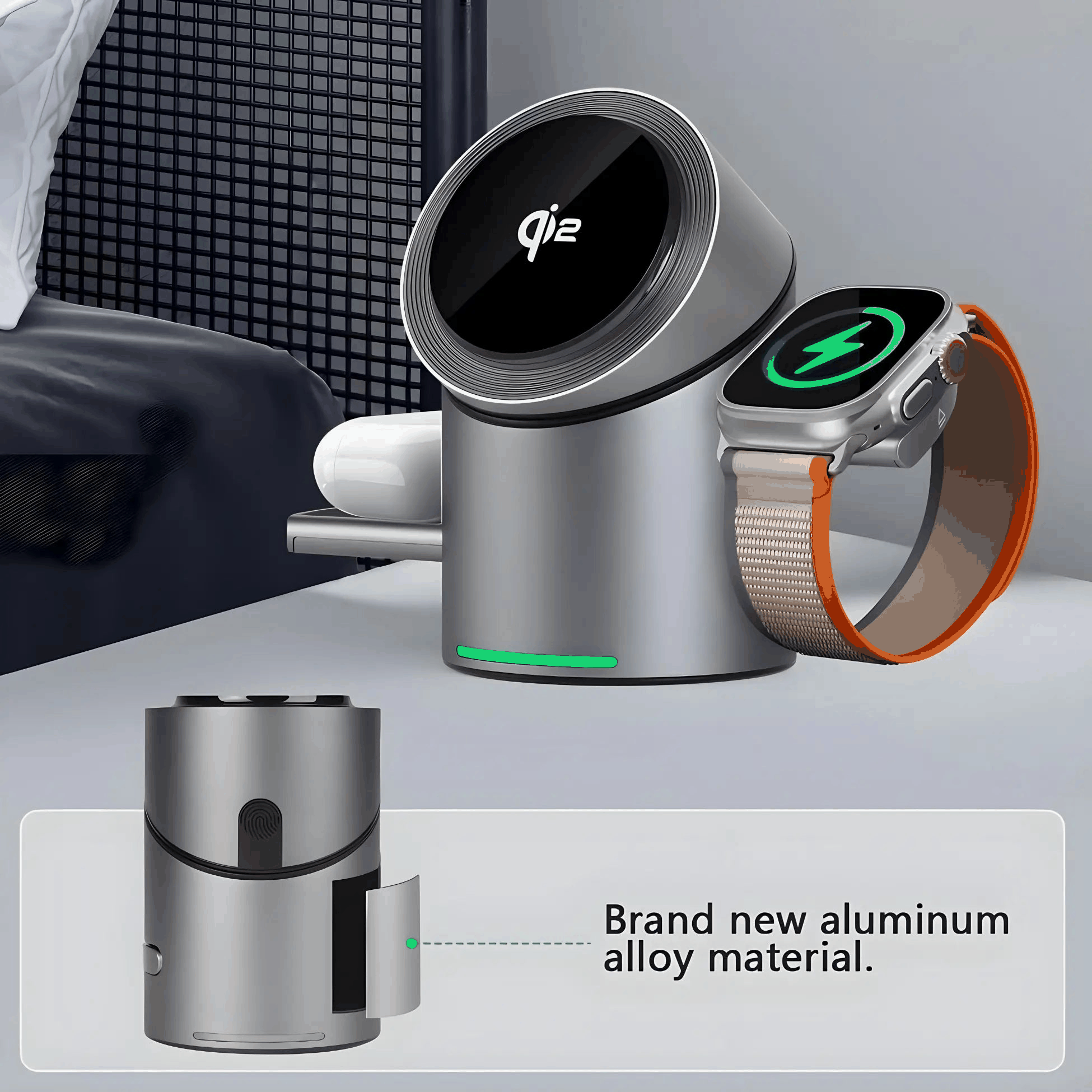 Novoa Vision Pro Max flagship 3-in-1 MagSafe charging dock with aluminum alloy, supports iPhone, Apple Watch, AirPods fast charging
