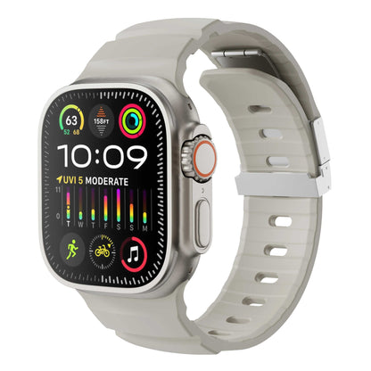 Apple Watch strap showing smooth, skin-friendly finish and flexible design