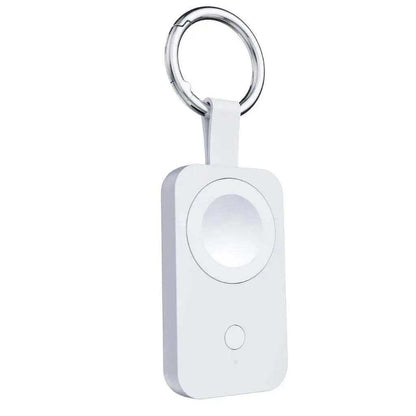 Compact white for Apple Watch keychain power bank with wireless magnetic charger and 1000mAh capacity