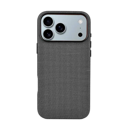 Novoa FineCase 17 linen-textured iPhone 17 case with shock-absorbent frame and MagSafe compatibility