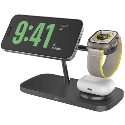 Lifestyle photo of clutter-free desk using the charging dock